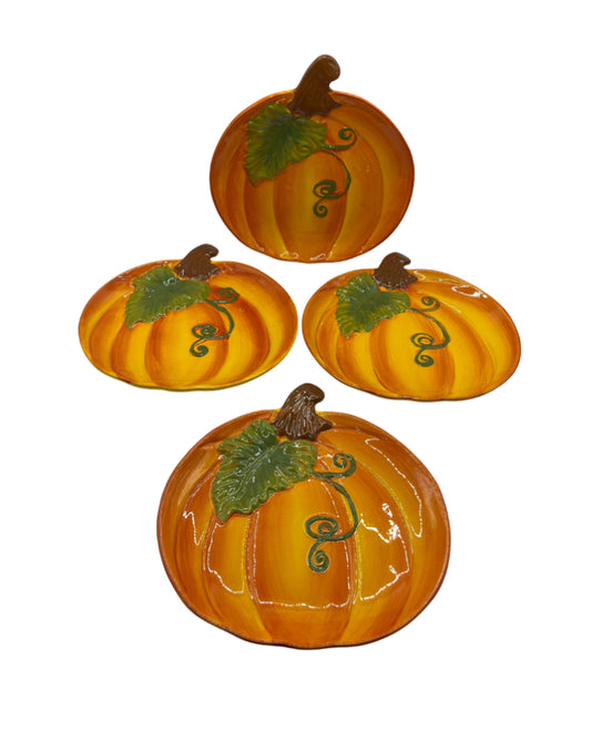 Temptations by Tara 3D Figural Pumpkin Plates Set of 4