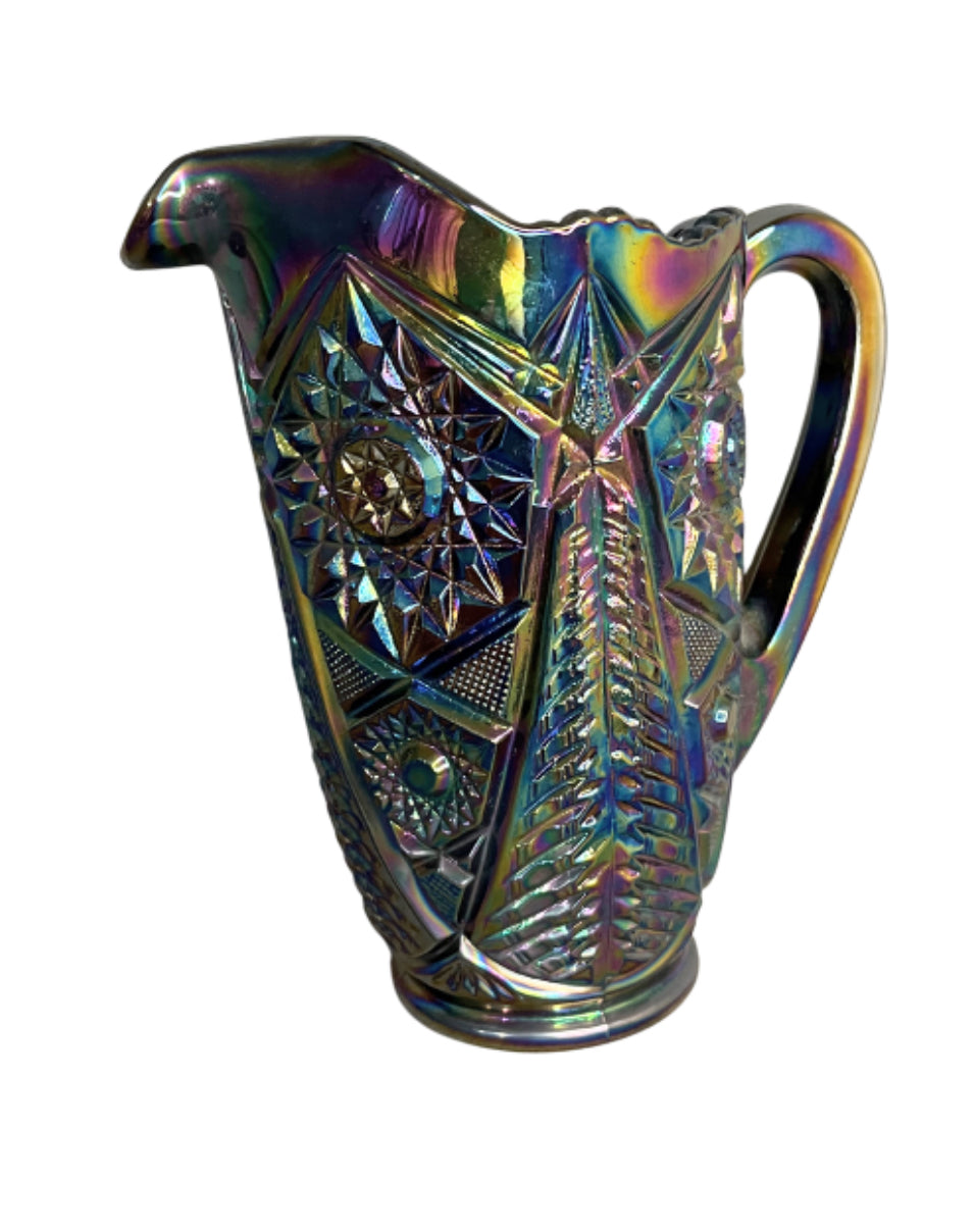 LE Smith Amethyst Carnival Hobstar Variant Pitcher