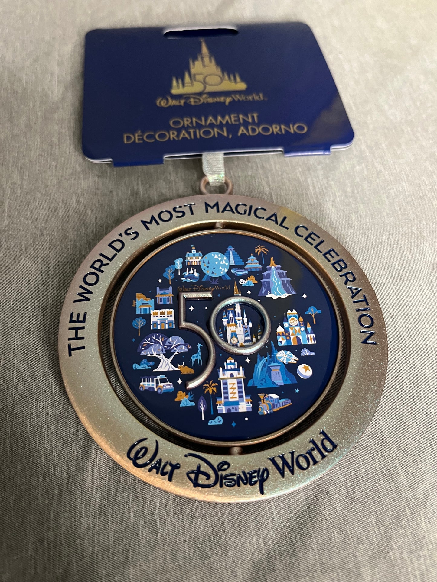 Walt Disney World Mickey Mouse 50th Anniversary Rotating Christmas Ornament