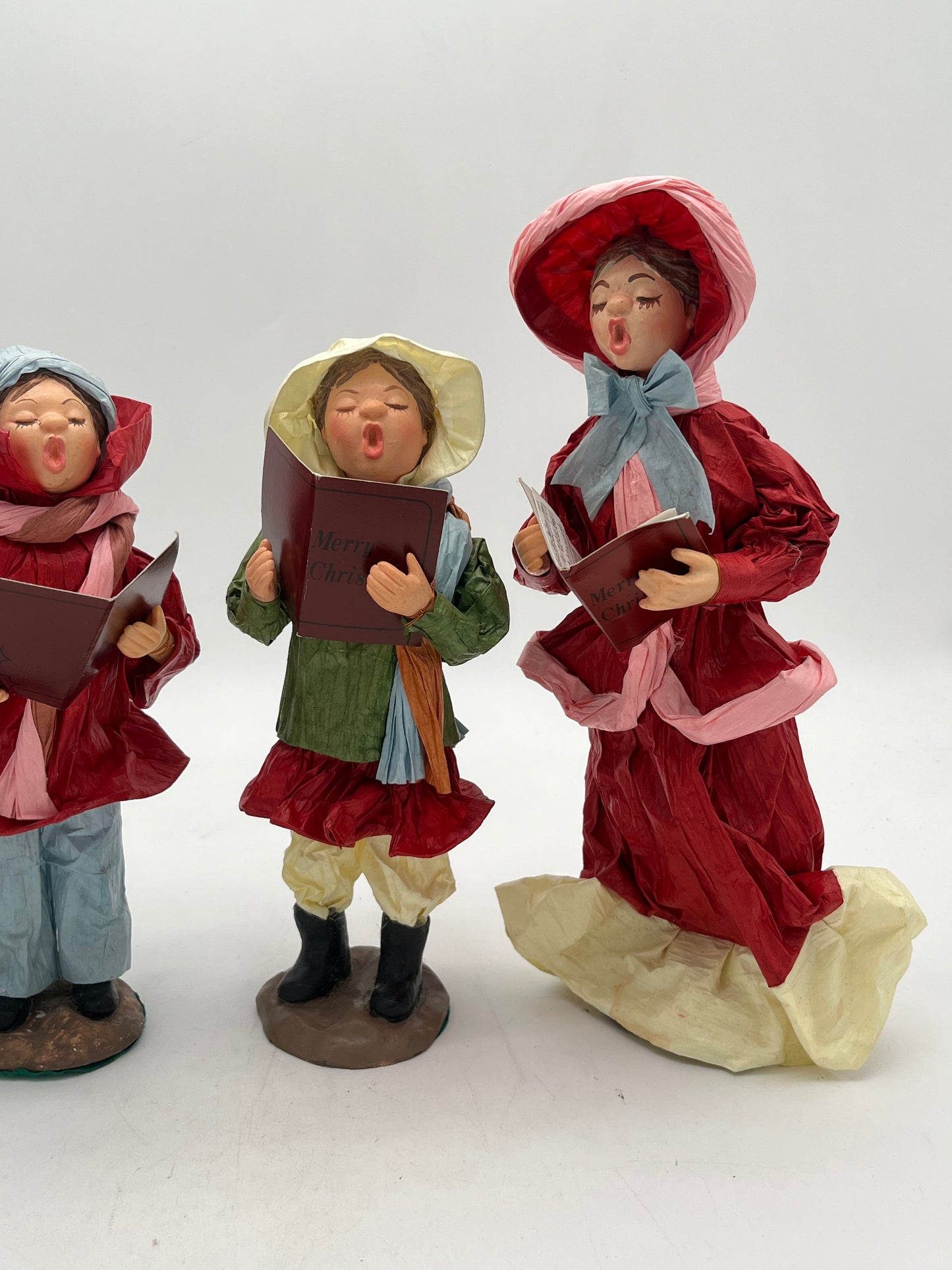 Vintage Paper Mâché Christmas career set of 4