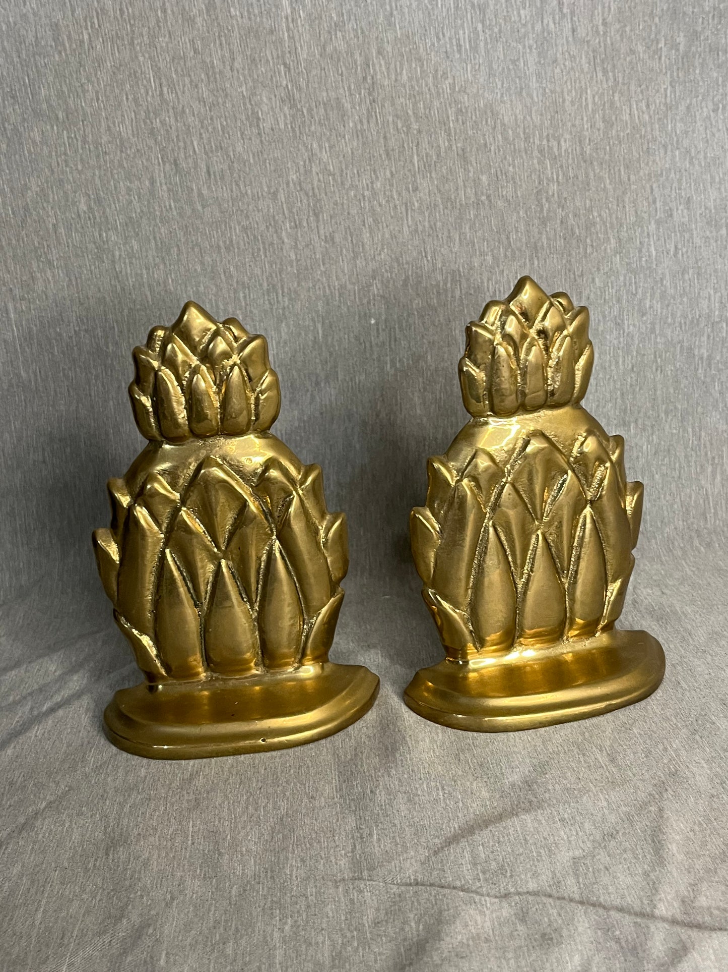 Mid Century Brass Pineapple Bookends