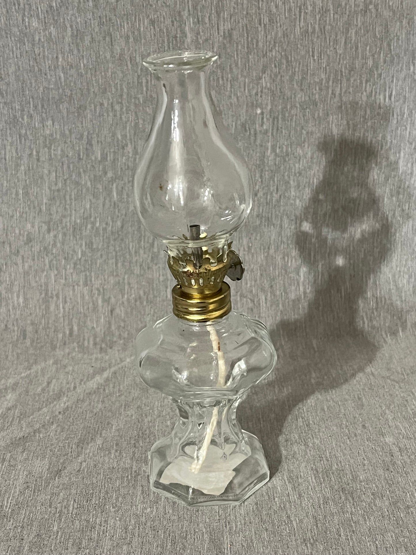 Small Vintage Clear Glass Oil Lamp