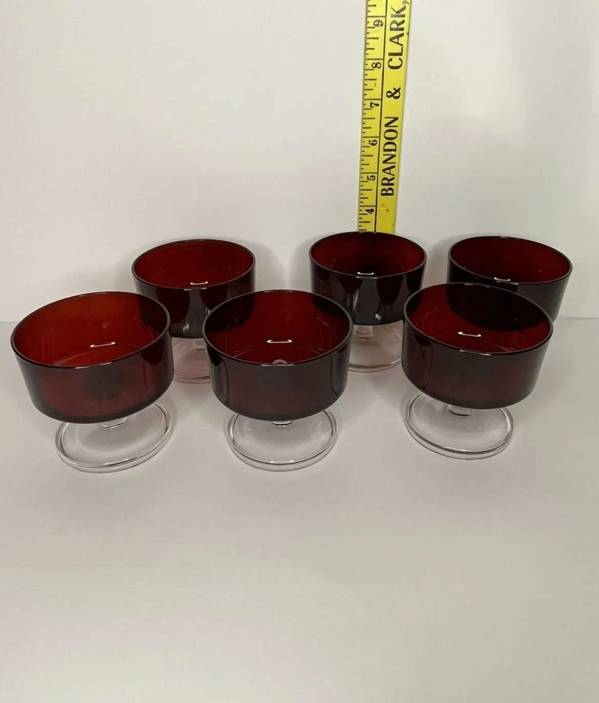 Luminarc Arcoroc France Ruby Red Stem Champagne / Dessert  Glasses