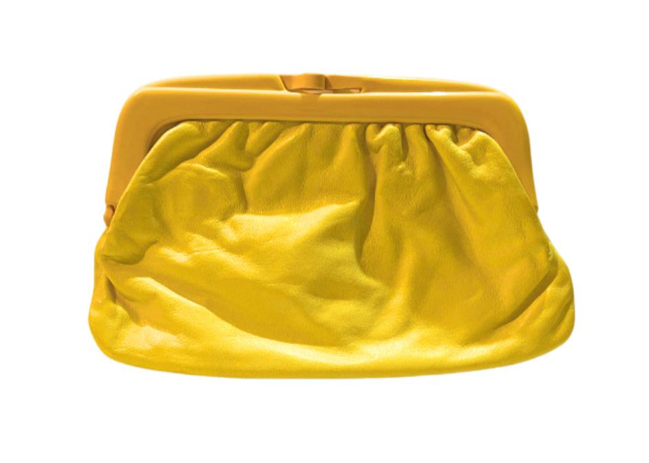 Vintage Italian Lemon Yellow Clutch Bright Yellow Clasp