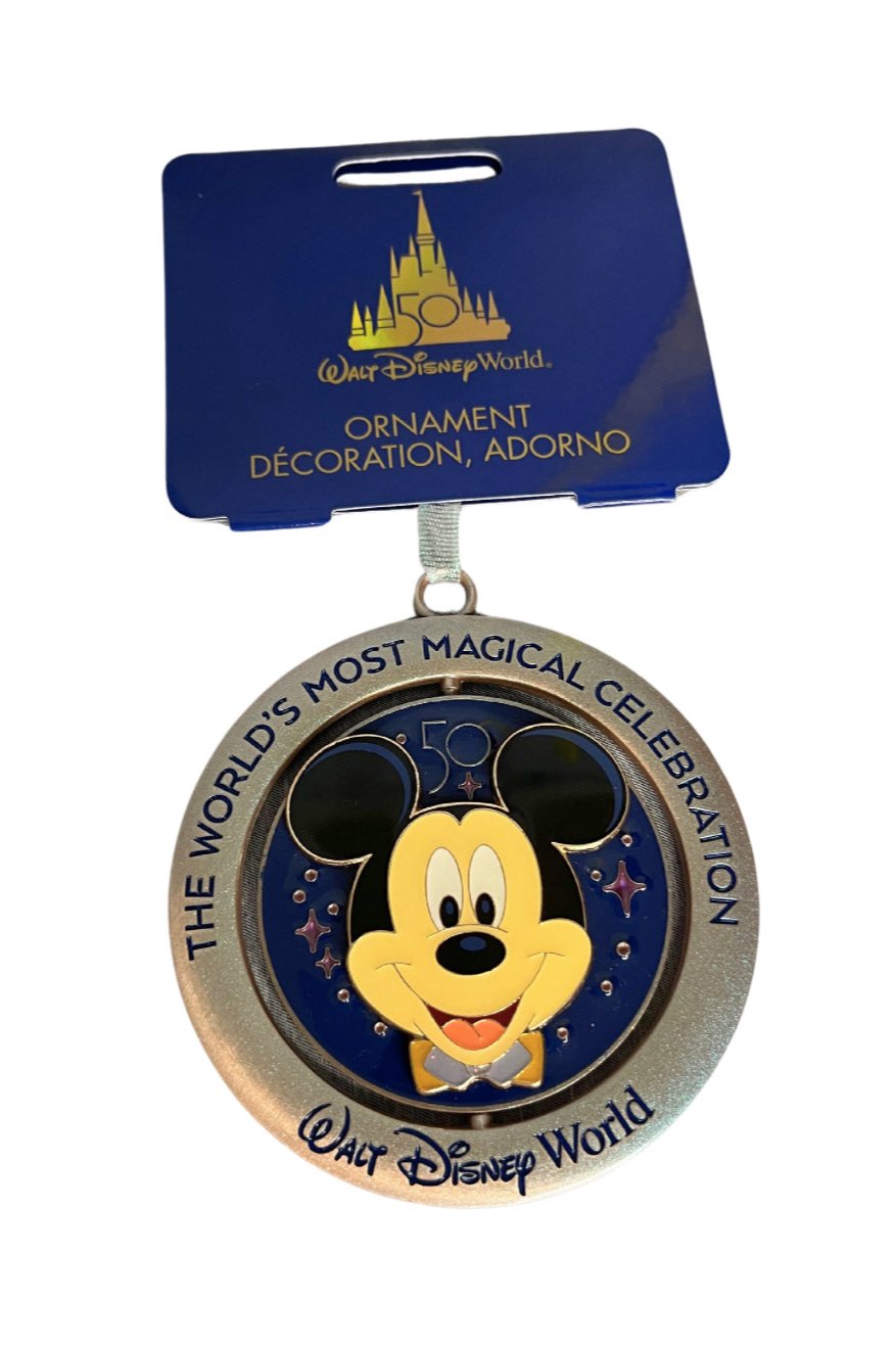 Walt Disney World Mickey Mouse 50th Anniversary Rotating Christmas Ornament