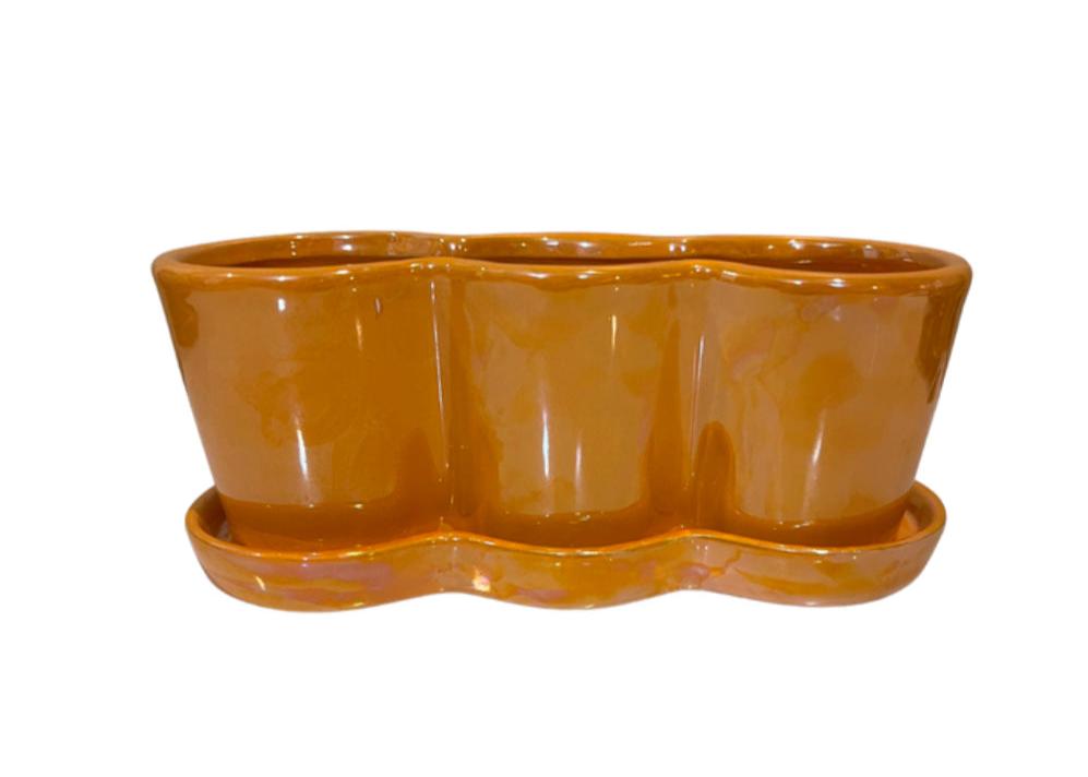 Orange Iridescent Pier 1 Planter 2pc