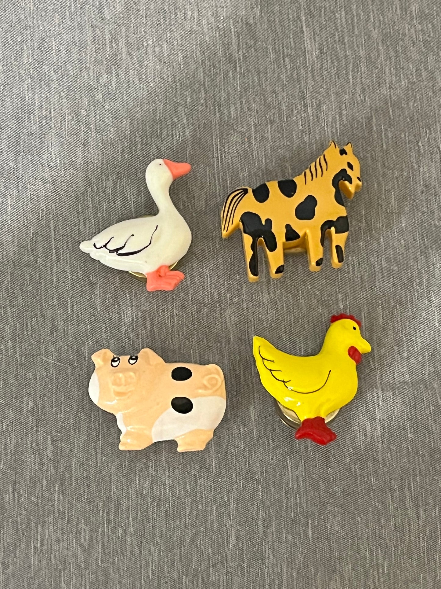 Vintage Farm Animal Button Covers- set of 4