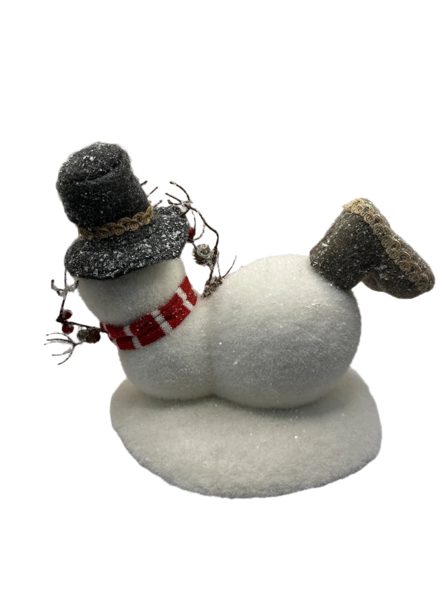 Handmade Flocked Playful Snowman