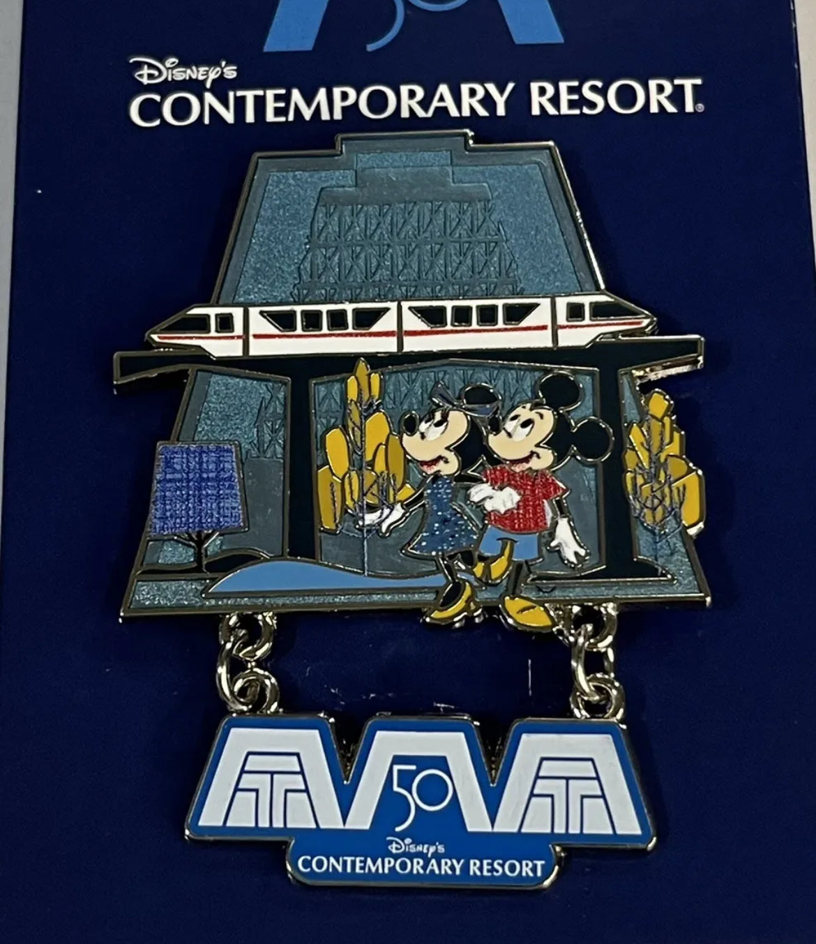 Contemporary Resort 50th Anniversary Minnie Mickey Monorail WDW 2021 Disney Pin