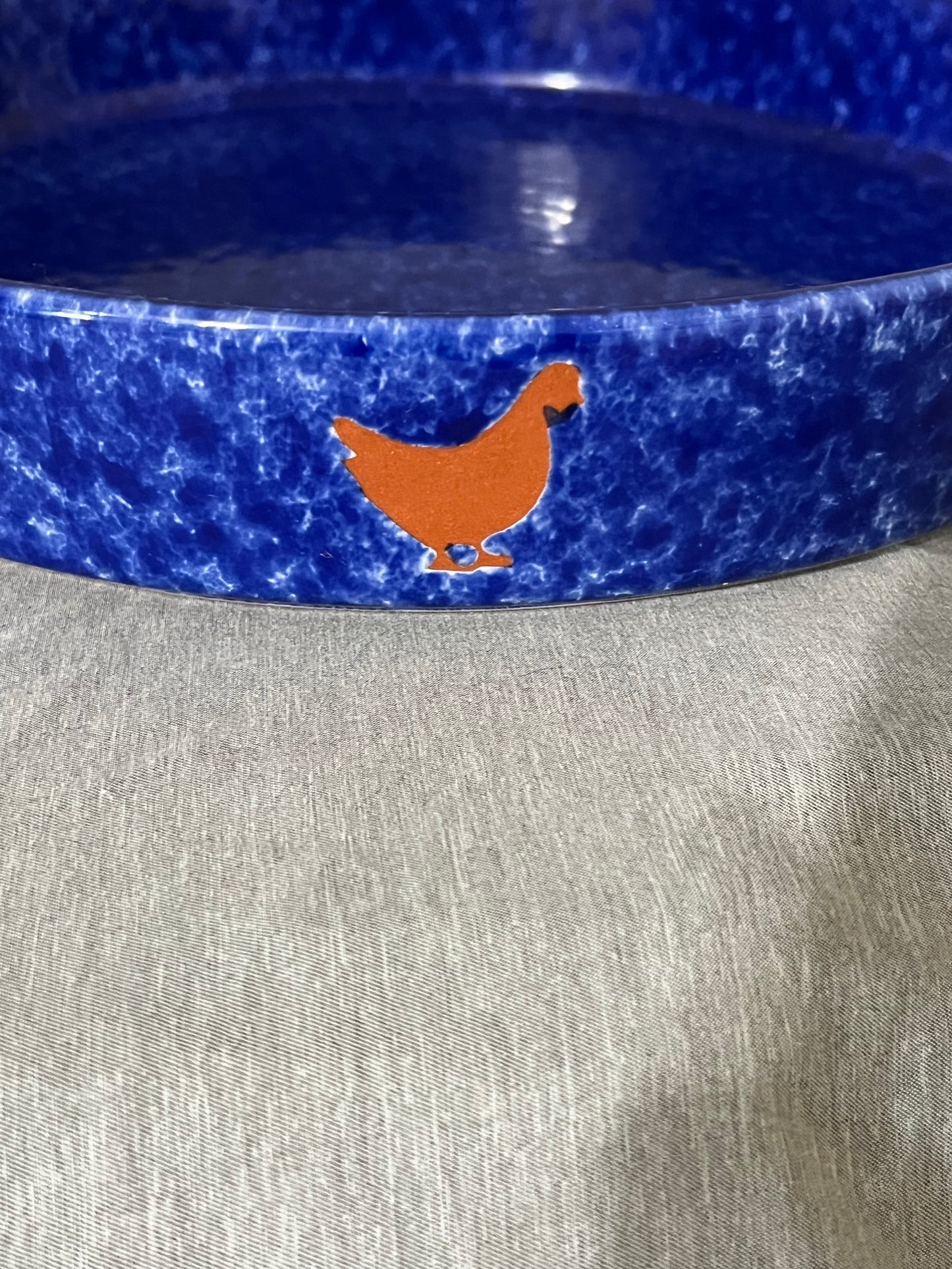 Handmade Terra-cotta Cobalt Blue Chicken Border Serving Tray