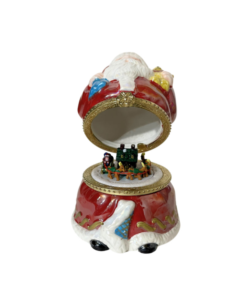 Mr Christmas Musical Santa with Sack of Toys Trinket Box Ornament