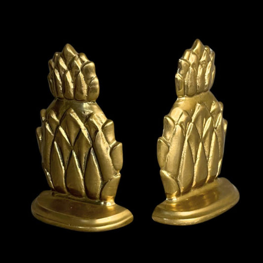 Mid Century Brass Pineapple Bookends