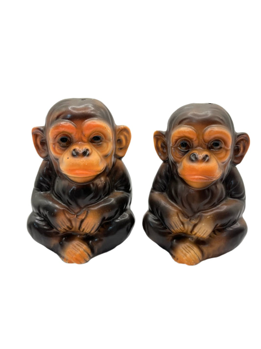 Vintage Monkey Chimpanzee Salt and Pepper Shakers Japan