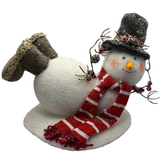 Handmade Flocked Playful Snowman