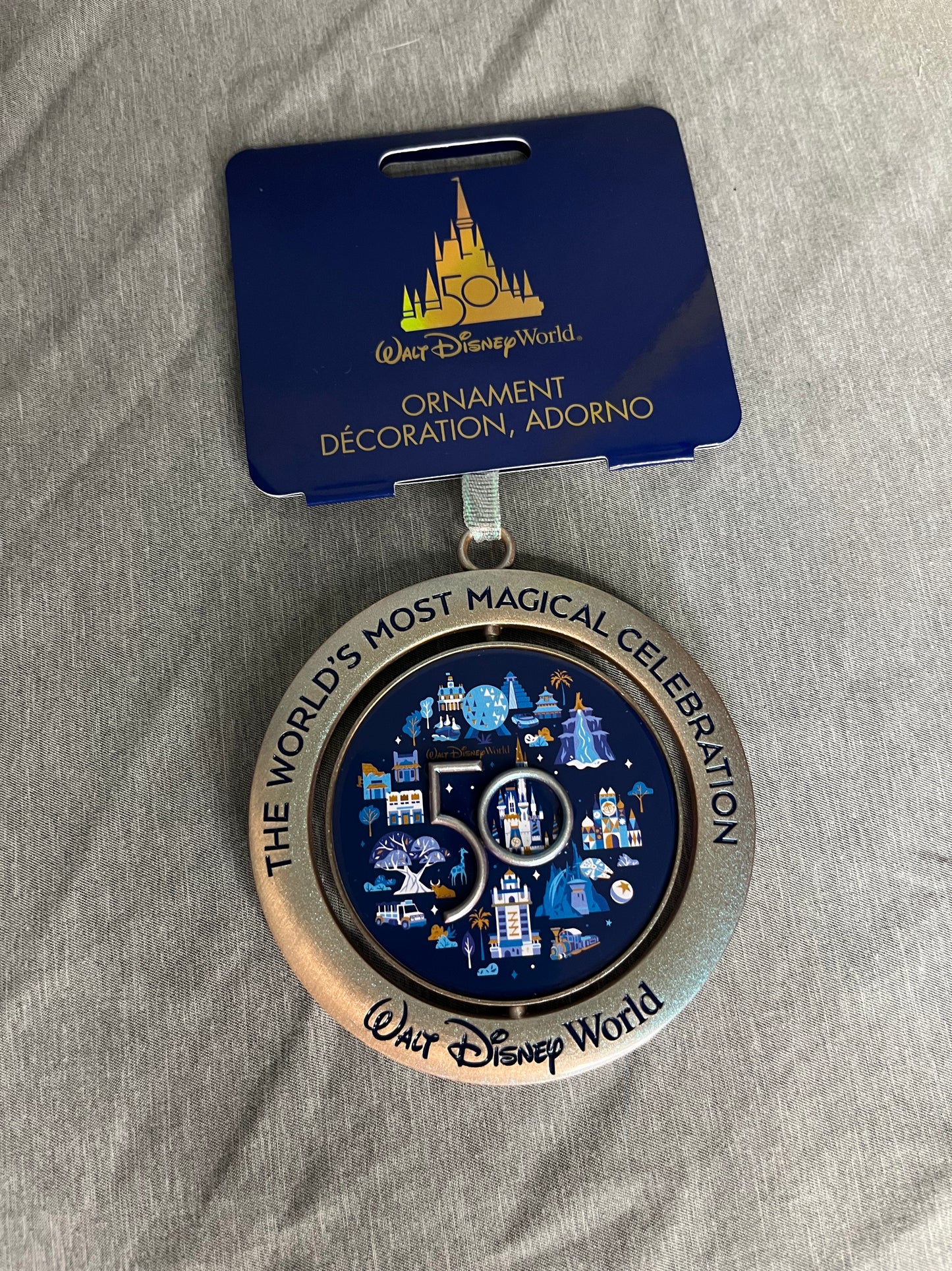 Walt Disney World Mickey Mouse 50th Anniversary Rotating Christmas Ornament