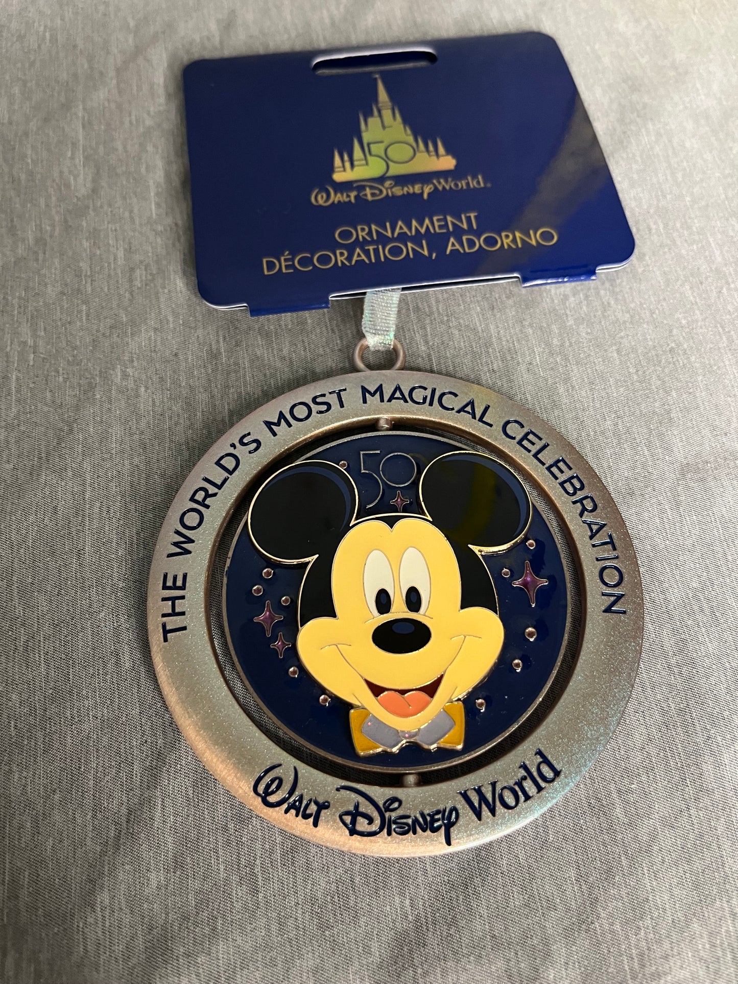 Walt Disney World Mickey Mouse 50th Anniversary Rotating Christmas Ornament