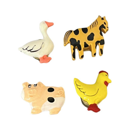 Vintage Farm Animal Button Covers- set of 4