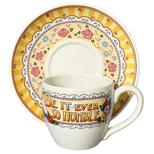 New with Box Mary Engelbreit “Be It Ever So Humble” Cup & Saucer