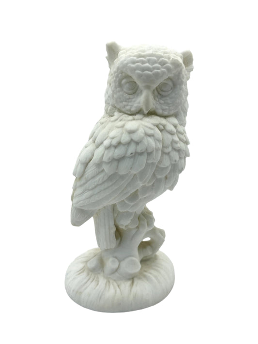 Vintage Alabaster White Owl Signed A. Santini