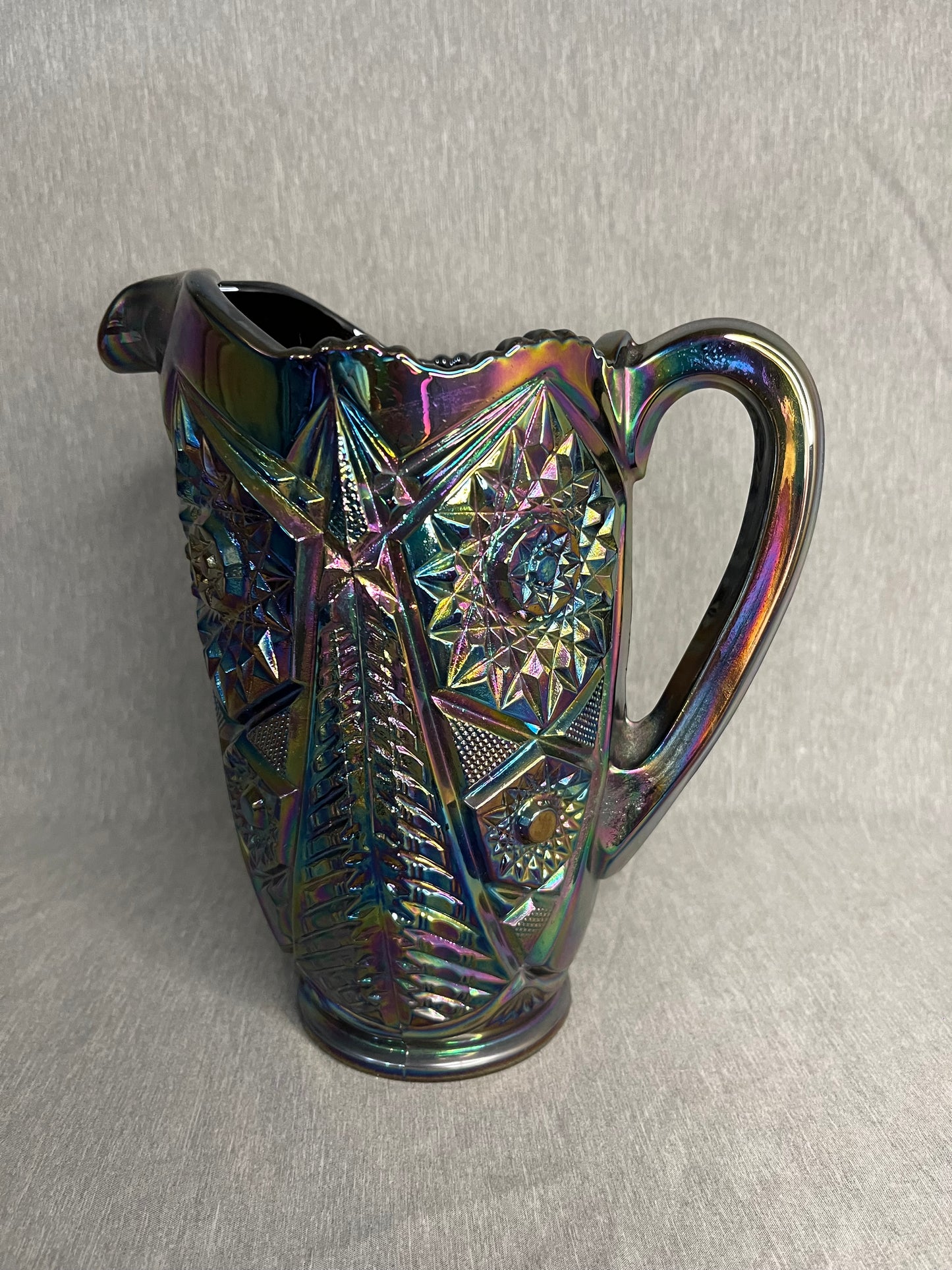 LE Smith Amethyst Carnival Hobstar Variant Pitcher