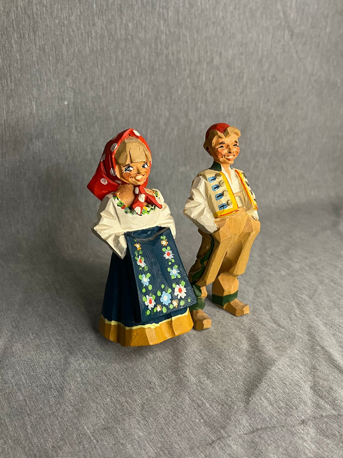 Vintage Hand Carved Scandinavian Couple