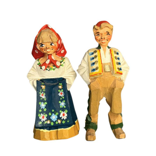 Vintage Hand Carved Scandinavian Couple