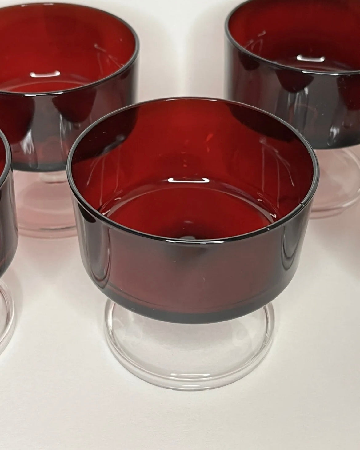 Luminarc Arcoroc France Ruby Red Stem Champagne / Dessert  Glasses