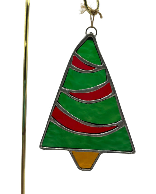 Fused Stained Art Glass Christmas Tree Sun Catcher