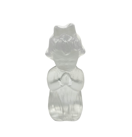 Vintage Viking Clear To Frosted Glass Praying Girl 6"