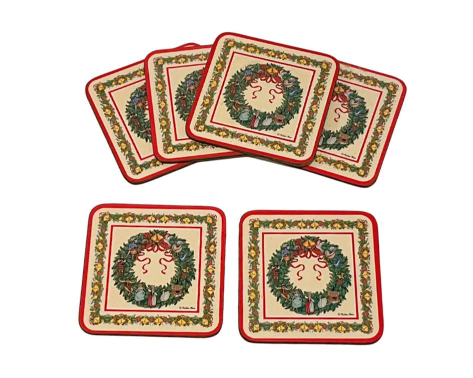 Marlene Moore Vintage 12 Days of Christmas Coasters by Pimpernel Set of 6