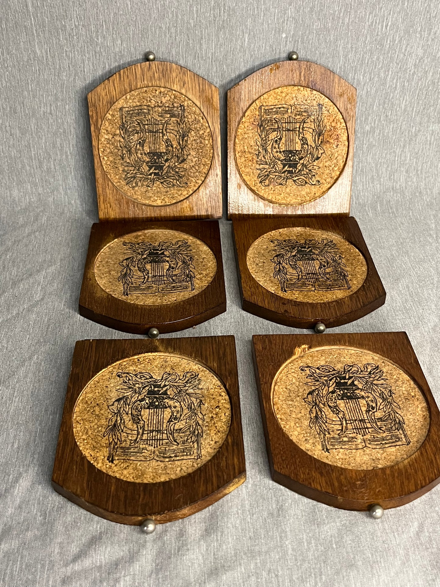 1975 Enesco Grand Piano Coaster Holder, Set of 6