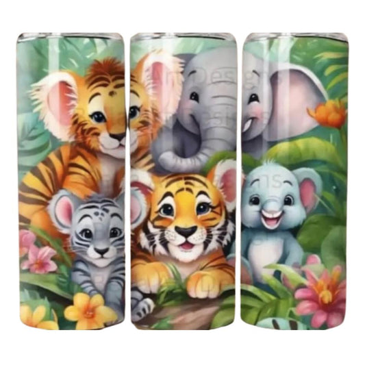 Custom Made Steel Tumbler- Jungle Cuteness