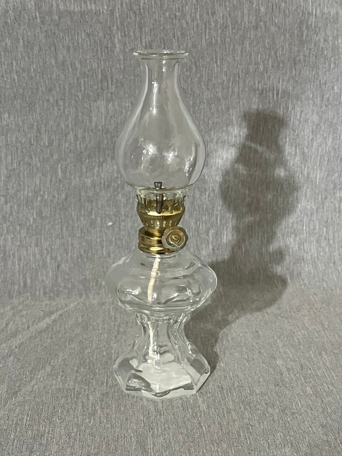 Small Vintage Clear Glass Oil Lamp