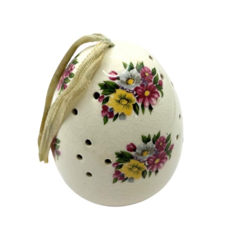 Vintage 1960s Floral Ceramic Pomander Japan Potpourri Ball