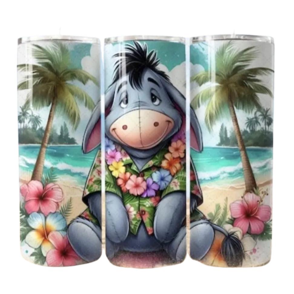 Custom Made Steel Tumbler- Tropical Eeyore ￼