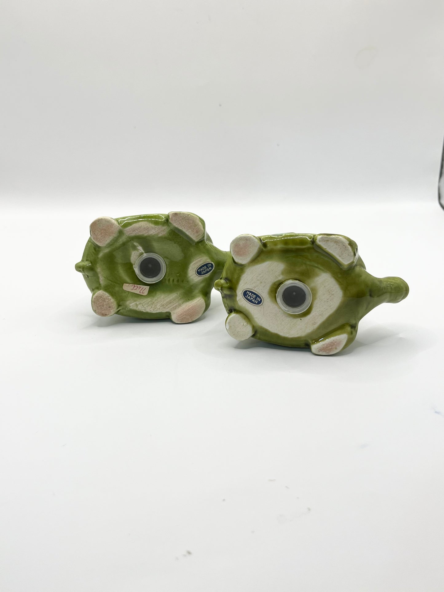 Precious Vintage Turtle Salt & Pepper Shakers with Flower Accents  made in Japan