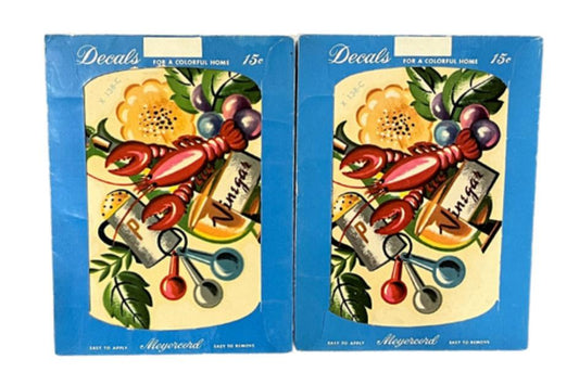 Vintage Meyercord Decals Decor Water Applied Decorations- Set of 2