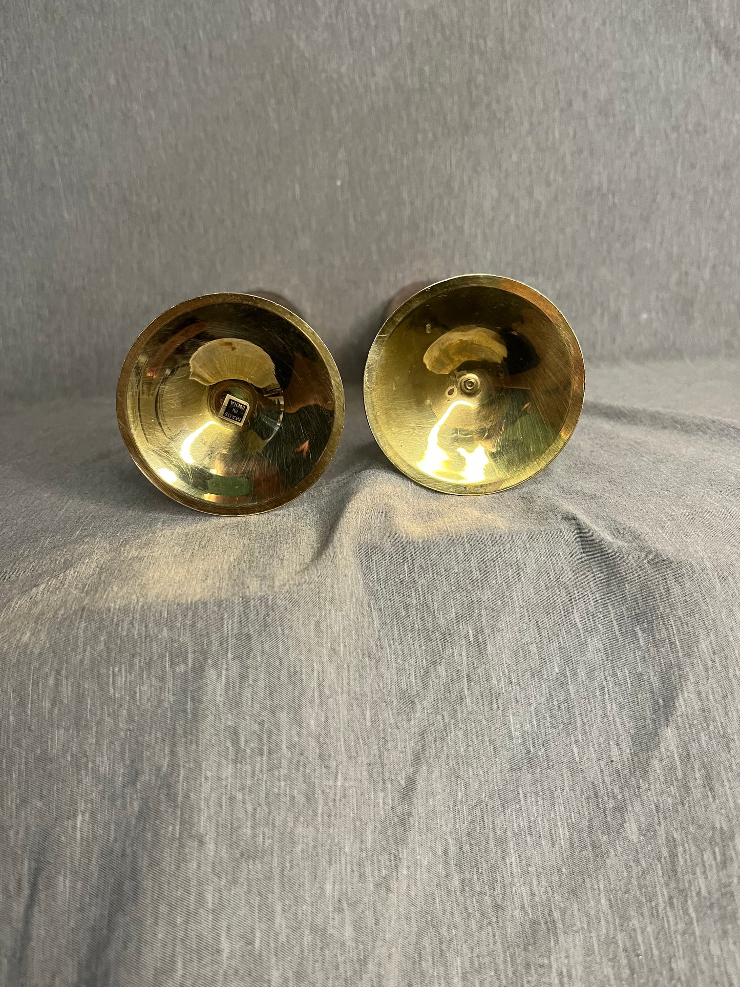 Pair of Vintage Hammered Brass Champagne Stemware Glasses