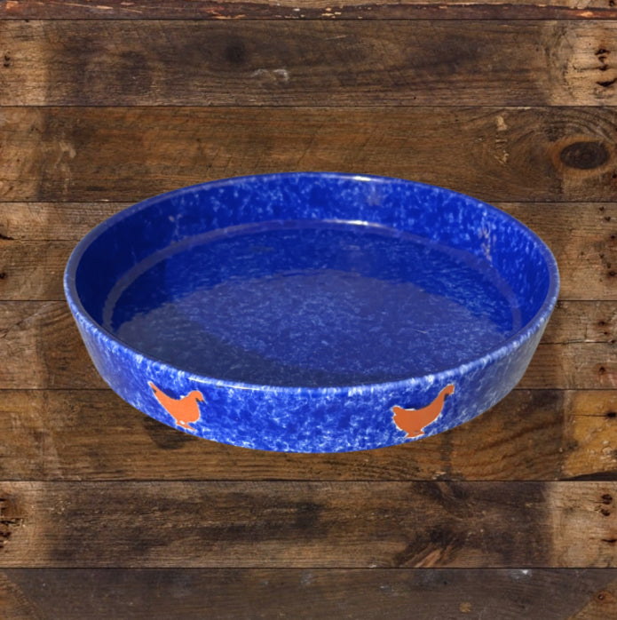 Handmade Terra-cotta Cobalt Blue Chicken Border Serving Tray