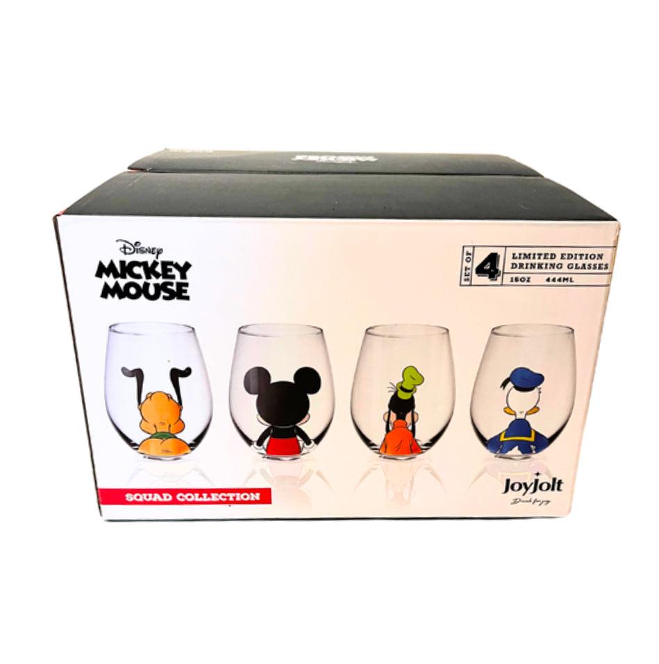 New Mickey Mouse Squad Collection JoyJolt Wine Glasses in Box