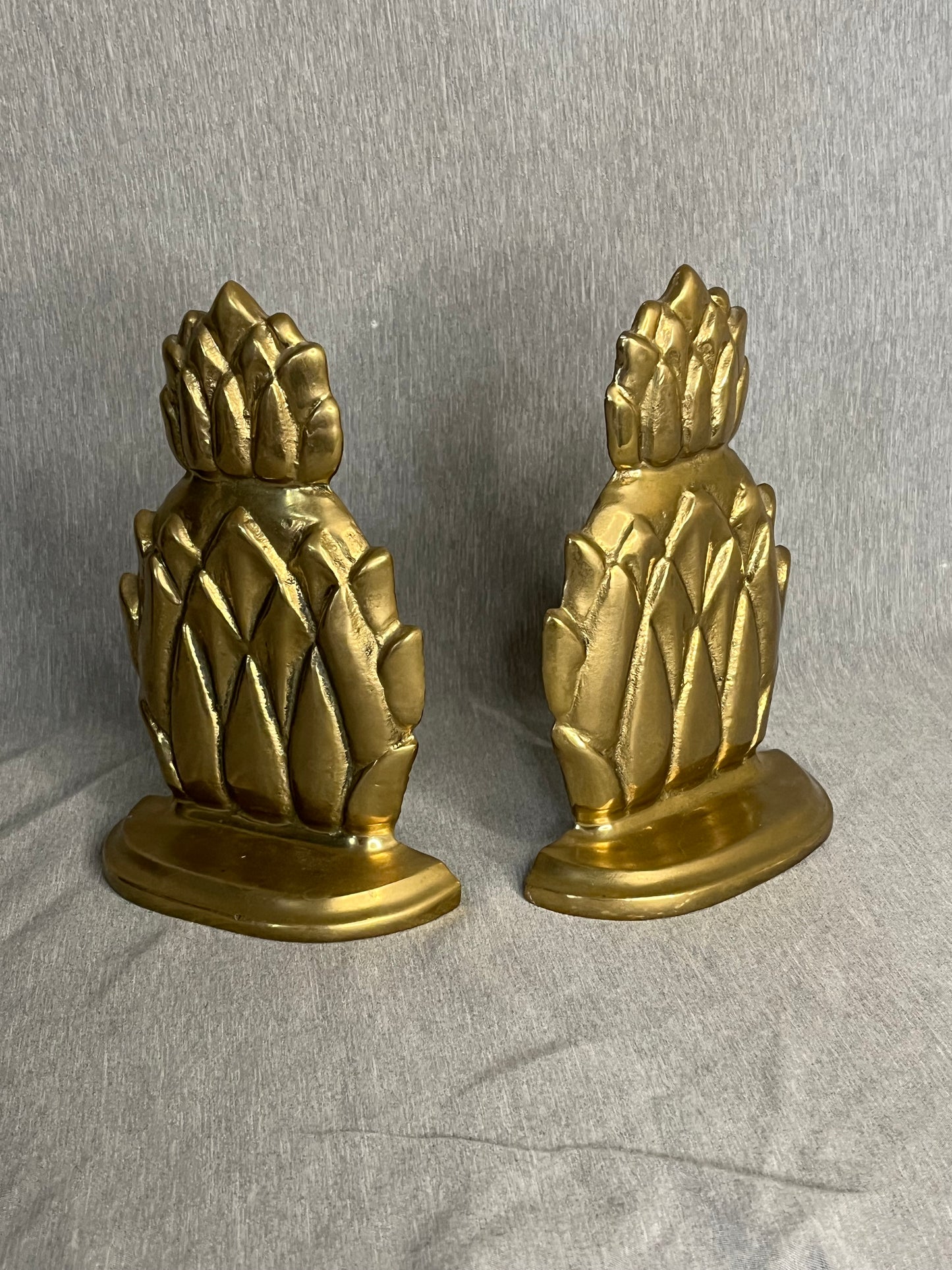 Mid Century Brass Pineapple Bookends