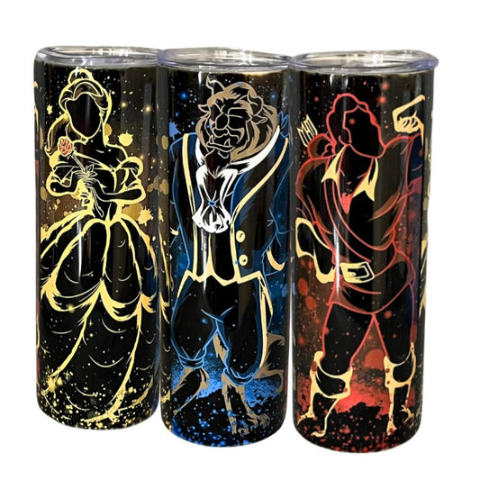 Custom Made Steel Tumbler- Beauty and The Beast