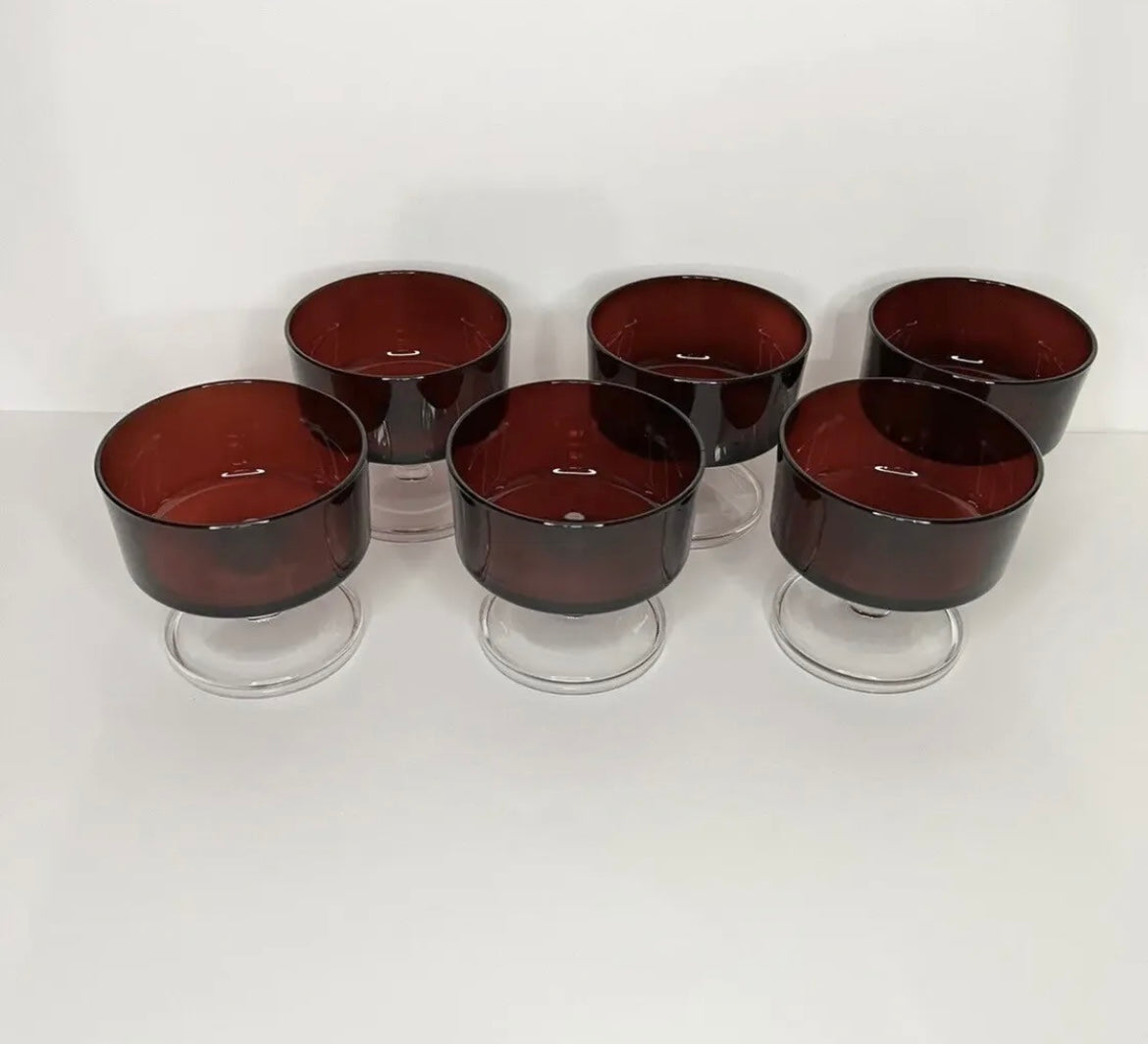 Luminarc Arcoroc France Ruby Red Stem Champagne / Dessert  Glasses