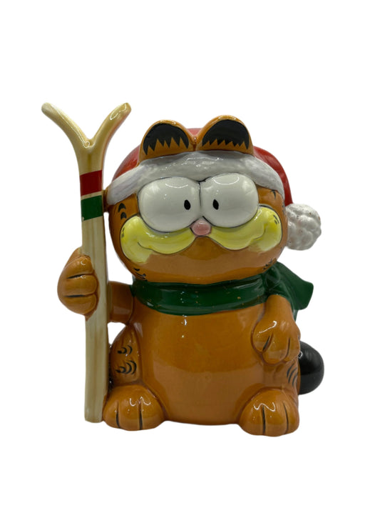 VNT Enesco Ceramic Garfield Skiing Piggy Coin Bank