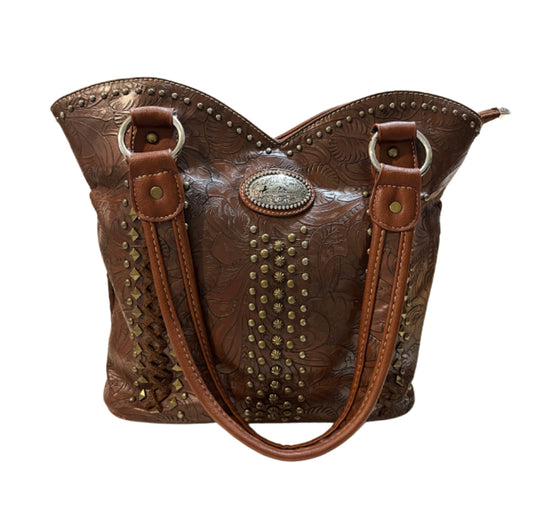 Montana West Embossed  Studded Concealed Carry Purse