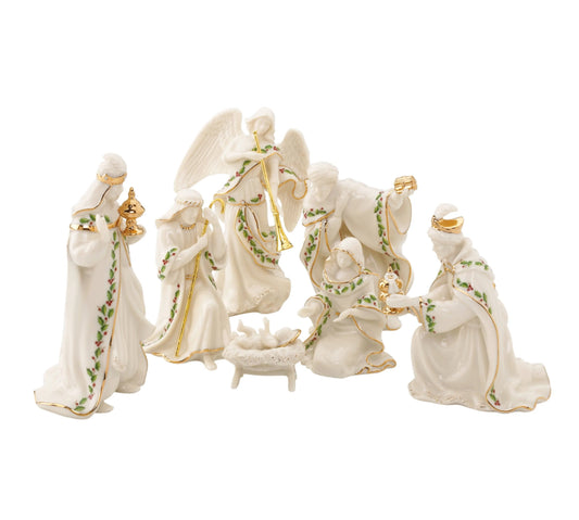 LENOX 7pc Miniature Nativity Set 24K Gold Trim