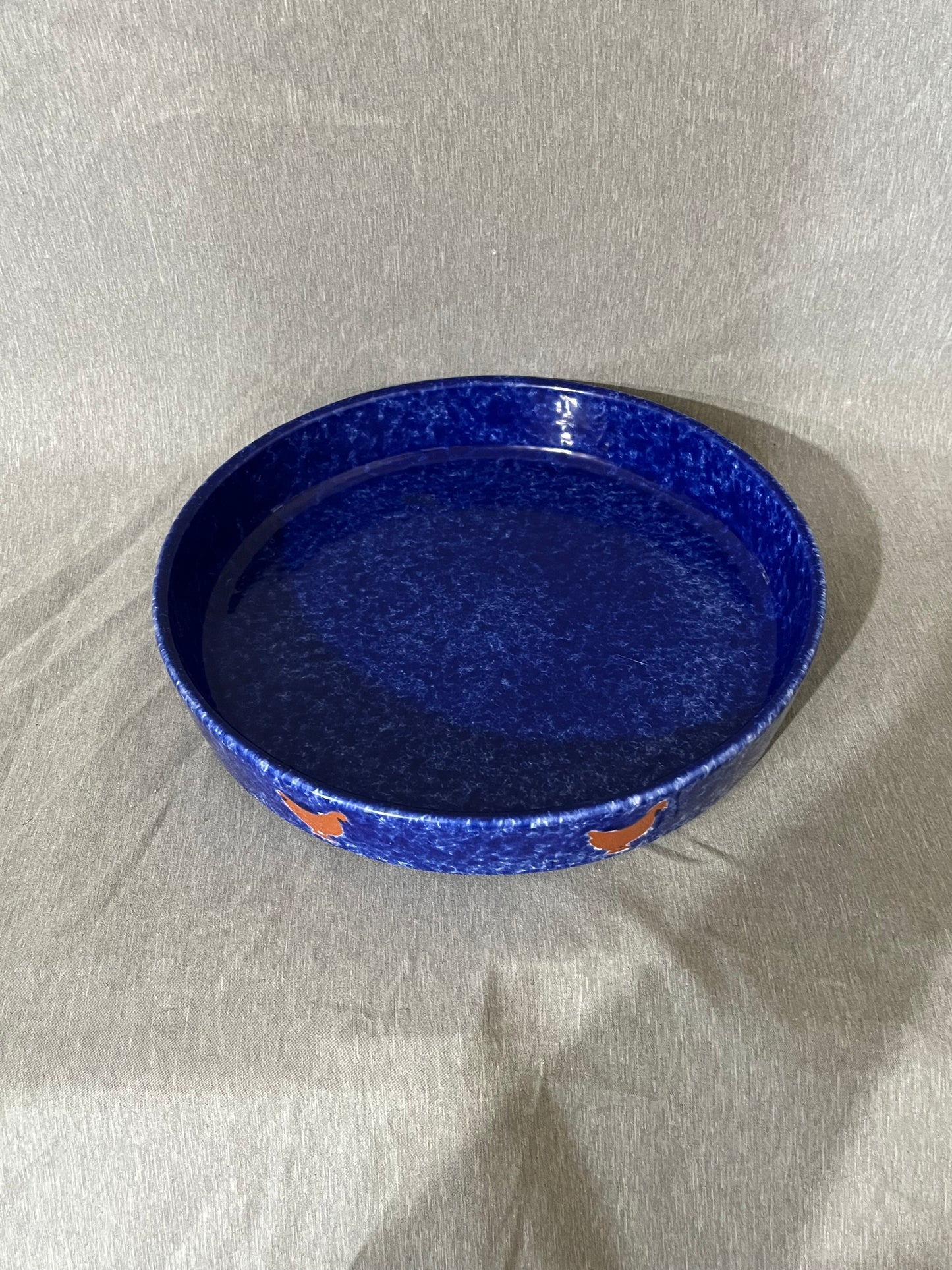 Handmade Terra-cotta Cobalt Blue Chicken Border Serving Tray