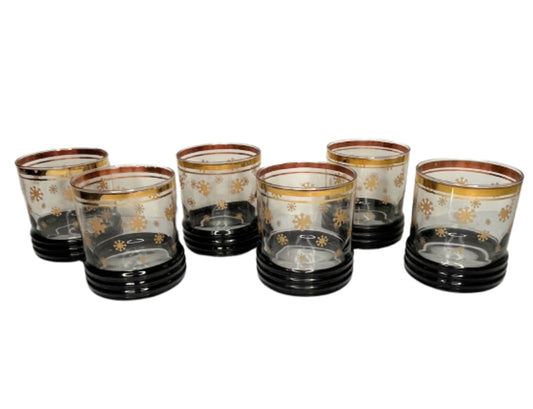 Sakura Sango Gold Snowflake Lowball Rocky Glass Set of 6