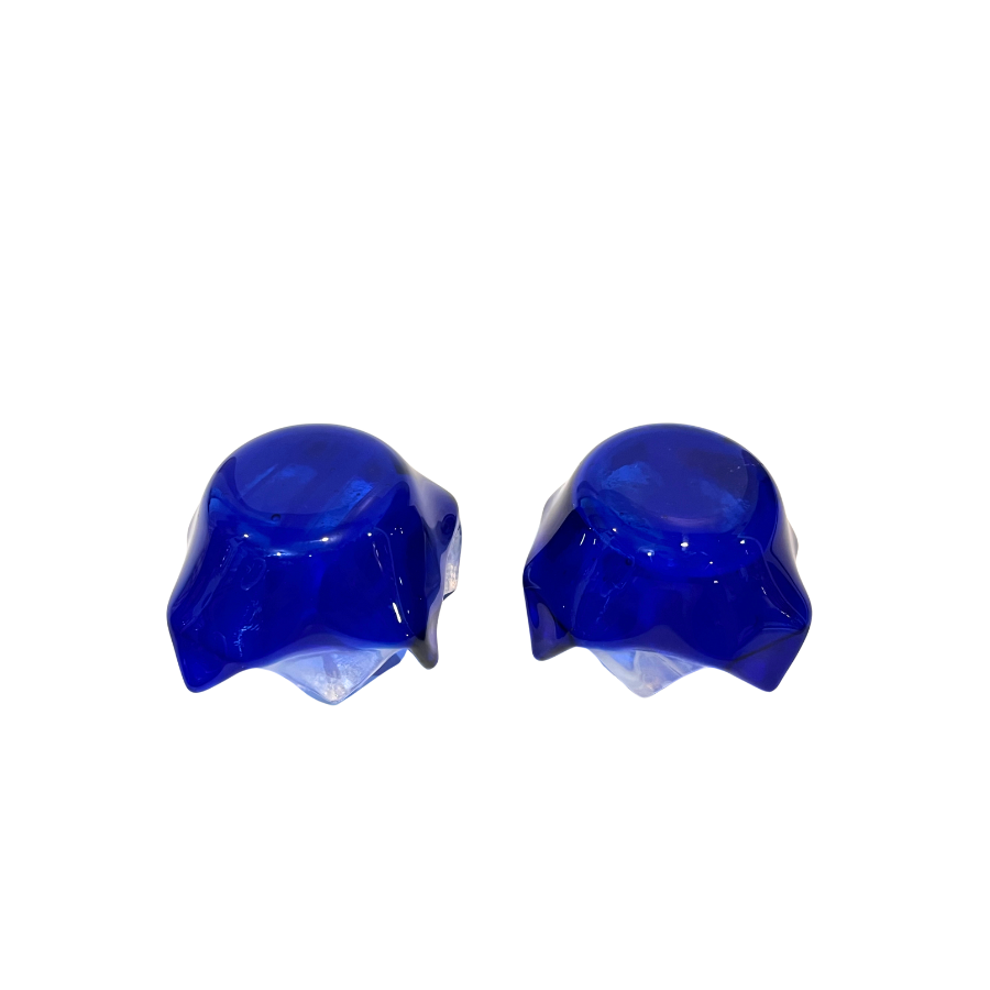 Cobalt Cased Slag Glass Handkerchief Tea Light Votives