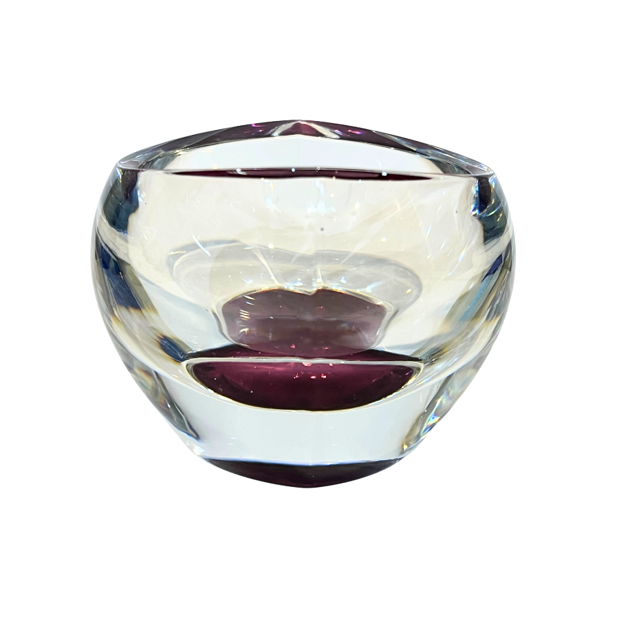 Royal Limited Chez Republic Purple and Clear 24% Lead Crystal Candle Votive Dish